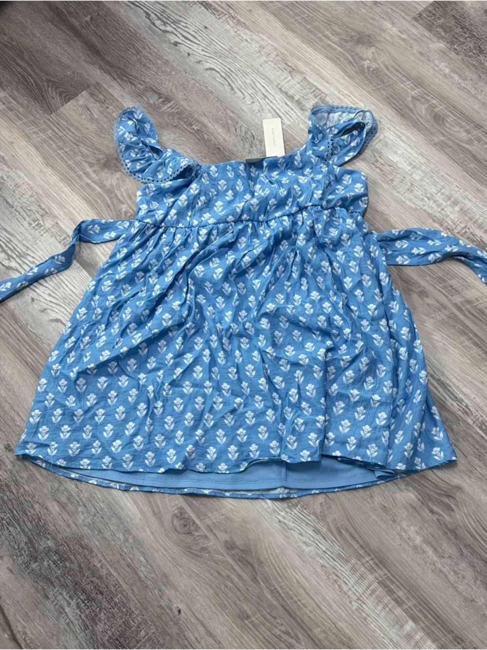 Altar'd State Blue Floral Mini Dress with Tie Sash